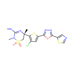 CN1C(N)=N[C@](C)(c2sc(-c3nnc(-c4cncs4)o3)cc2Cl)CS1(=O)=O ZINC000209015163