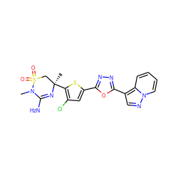 CN1C(N)=N[C@](C)(c2sc(-c3nnc(-c4cnn5ccccc45)o3)cc2Cl)CS1(=O)=O ZINC000209015261