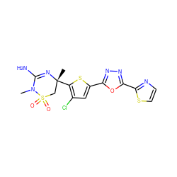 CN1C(N)=N[C@](C)(c2sc(-c3nnc(-c4nccs4)o3)cc2Cl)CS1(=O)=O ZINC000209015112