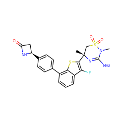 CN1C(N)=N[C@](C)(c2sc3c(-c4ccc([C@@H]5CC(=O)N5)cc4)cccc3c2F)CS1(=O)=O ZINC000219626271