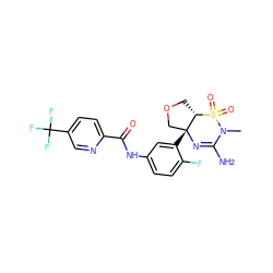 CN1C(N)=N[C@]2(c3cc(NC(=O)c4ccc(C(F)(F)F)cn4)ccc3F)COC[C@@H]2S1(=O)=O ZINC000205396861