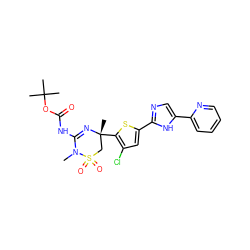 CN1C(NC(=O)OC(C)(C)C)=N[C@](C)(c2sc(-c3ncc(-c4ccccn4)[nH]3)cc2Cl)CS1(=O)=O ZINC000208980934