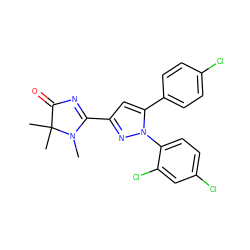 CN1C(c2cc(-c3ccc(Cl)cc3)n(-c3ccc(Cl)cc3Cl)n2)=NC(=O)C1(C)C ZINC000040979476