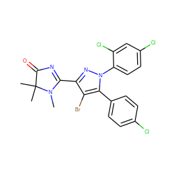 CN1C(c2nn(-c3ccc(Cl)cc3Cl)c(-c3ccc(Cl)cc3)c2Br)=NC(=O)C1(C)C ZINC000049888710