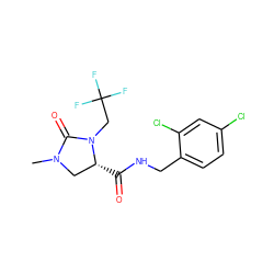 CN1C[C@@H](C(=O)NCc2ccc(Cl)cc2Cl)N(CC(F)(F)F)C1=O ZINC000095565235