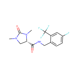 CN1C[C@@H](C(=O)NCc2ccc(F)cc2C(F)(F)F)N(C)C1=O ZINC000095565577