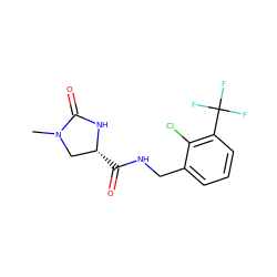 CN1C[C@@H](C(=O)NCc2cccc(C(F)(F)F)c2Cl)NC1=O ZINC000095565858