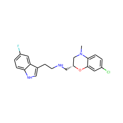 CN1C[C@@H](CNCCc2c[nH]c3ccc(F)cc23)Oc2cc(Cl)ccc21 ZINC000028571775