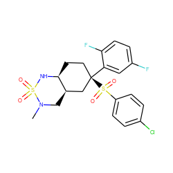 CN1C[C@@H]2C[C@](c3cc(F)ccc3F)(S(=O)(=O)c3ccc(Cl)cc3)CC[C@@H]2NS1(=O)=O ZINC000036175617