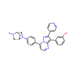 CN1C[C@@H]2C[C@H]1CN2c1ccc(-c2ccnc3c(-c4cccc(O)c4)c(-c4ccncc4)nn23)cc1 ZINC000049112081
