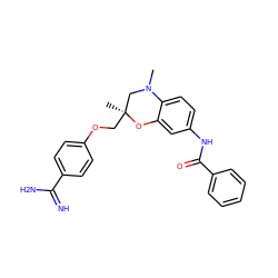 CN1C[C@](C)(COc2ccc(C(=N)N)cc2)Oc2cc(NC(=O)c3ccccc3)ccc21 ZINC000040429394