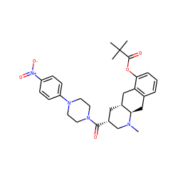 CN1C[C@H](C(=O)N2CCN(c3ccc([N+](=O)[O-])cc3)CC2)C[C@@H]2Cc3c(cccc3OC(=O)C(C)(C)C)C[C@H]21 ZINC000028949864