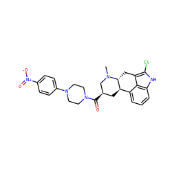 CN1C[C@H](C(=O)N2CCN(c3ccc([N+](=O)[O-])cc3)CC2)C[C@@H]2c3cccc4[nH]c(Cl)c(c34)C[C@H]21 ZINC000029038733