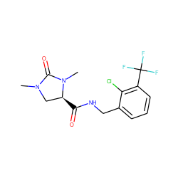 CN1C[C@H](C(=O)NCc2cccc(C(F)(F)F)c2Cl)N(C)C1=O ZINC000043199817