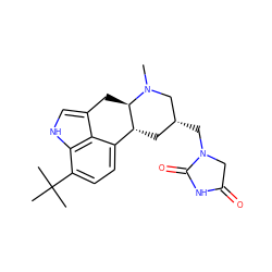 CN1C[C@H](CN2CC(=O)NC2=O)C[C@@H]2c3ccc(C(C)(C)C)c4[nH]cc(c34)C[C@H]21 ZINC000034800930