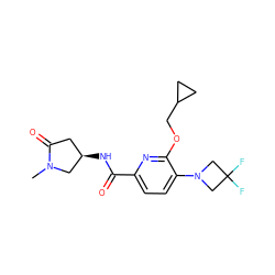 CN1C[C@H](NC(=O)c2ccc(N3CC(F)(F)C3)c(OCC3CC3)n2)CC1=O ZINC000207738415