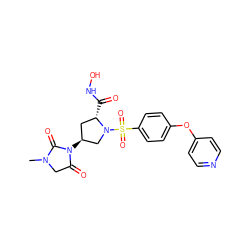 CN1CC(=O)N([C@H]2C[C@H](C(=O)NO)N(S(=O)(=O)c3ccc(Oc4ccncc4)cc3)C2)C1=O ZINC000013835764