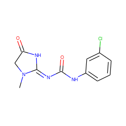 CN1CC(=O)N/C1=N\C(=O)Nc1cccc(Cl)c1 ZINC000000001436