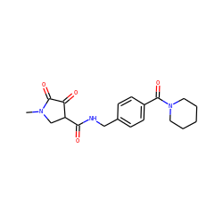 CN1CC(C(=O)NCc2ccc(C(=O)N3CCCCC3)cc2)C(=O)C1=O ZINC000219167661