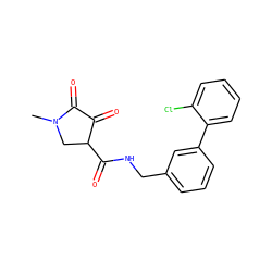 CN1CC(C(=O)NCc2cccc(-c3ccccc3Cl)c2)C(=O)C1=O ZINC000219158215
