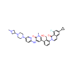 CN1CC(N2CCN(c3ccc(Nc4cc(-c5cccc(-n6ccc7cc(C8CC8)cc(F)c7c6=O)c5CO)cn(C)c4=O)nc3)CC2)C1 ZINC000221747162