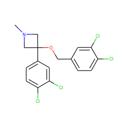 CN1CC(OCc2ccc(Cl)c(Cl)c2)(c2ccc(Cl)c(Cl)c2)C1 ZINC000096924135