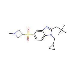 CN1CC(S(=O)(=O)c2ccc3c(c2)nc(CC(C)(C)C)n3CC2CC2)C1 ZINC000299822624