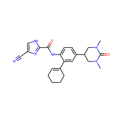 CN1CC(c2ccc(NC(=O)c3nc(C#N)c[nH]3)c(C3=CCCCC3)c2)CN(C)C1=O ZINC000053294375