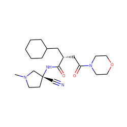 CN1CC[C@@](C#N)(NC(=O)[C@@H](CC(=O)N2CCOCC2)CC2CCCCC2)C1 ZINC000028817760