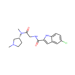 CN1CC[C@@H](N(C)C(=O)CNC(=O)c2cc3cc(Cl)ccc3[nH]2)C1 ZINC000028129991