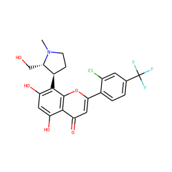 CN1CC[C@@H](c2c(O)cc(O)c3c(=O)cc(-c4ccc(C(F)(F)F)cc4Cl)oc23)[C@@H]1CO ZINC000118905502