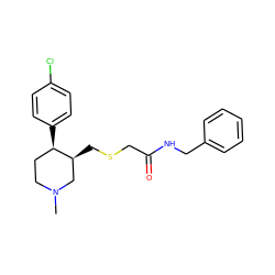 CN1CC[C@@H](c2ccc(Cl)cc2)[C@@H](CSCC(=O)NCc2ccccc2)C1 ZINC000013677501