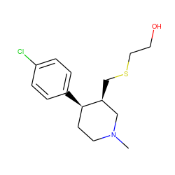 CN1CC[C@@H](c2ccc(Cl)cc2)[C@@H](CSCCO)C1 ZINC000013677507