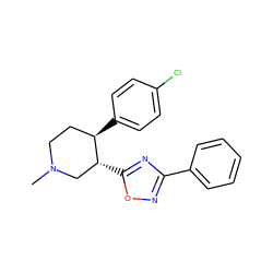 CN1CC[C@@H](c2ccc(Cl)cc2)[C@H](c2nc(-c3ccccc3)no2)C1 ZINC000026188981