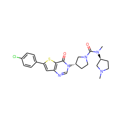 CN1CC[C@H](N(C)C(=O)N2CC[C@H](n3cnc4cc(-c5ccc(Cl)cc5)sc4c3=O)C2)C1 ZINC000028818475