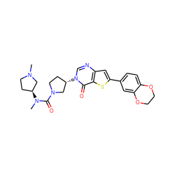 CN1CC[C@H](N(C)C(=O)N2CC[C@H](n3cnc4cc(-c5ccc6c(c5)OCCO6)sc4c3=O)C2)C1 ZINC000028818548