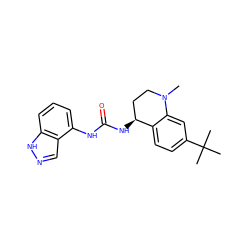 CN1CC[C@H](NC(=O)Nc2cccc3[nH]ncc23)c2ccc(C(C)(C)C)cc21 ZINC000066079718