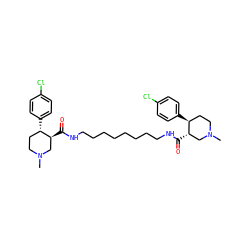 CN1CC[C@H](c2ccc(Cl)cc2)[C@@H](C(=O)NCCCCCCCCNC(=O)[C@H]2CN(C)CC[C@@H]2c2ccc(Cl)cc2)C1 ZINC000029390738