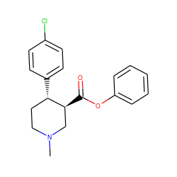 CN1CC[C@H](c2ccc(Cl)cc2)[C@@H](C(=O)Oc2ccccc2)C1 ZINC000013579452