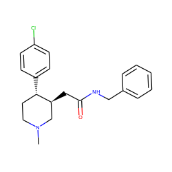 CN1CC[C@H](c2ccc(Cl)cc2)[C@@H](CC(=O)NCc2ccccc2)C1 ZINC000013579473