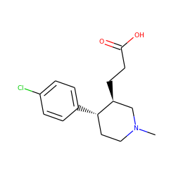 CN1CC[C@H](c2ccc(Cl)cc2)[C@@H](CCC(=O)O)C1 ZINC000013579483