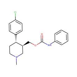 CN1CC[C@H](c2ccc(Cl)cc2)[C@@H](COC(=O)Nc2ccccc2)C1 ZINC000013579461