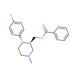 CN1CC[C@H](c2ccc(Cl)cc2)[C@@H](COC(=O)c2ccccc2)C1 ZINC000013579456