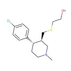 CN1CC[C@H](c2ccc(Cl)cc2)[C@@H](CSCCO)C1 ZINC000013584832