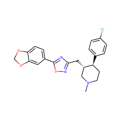 CN1CC[C@H](c2ccc(Cl)cc2)[C@@H](Cc2noc(-c3ccc4c(c3)OCO4)n2)C1 ZINC000026817708