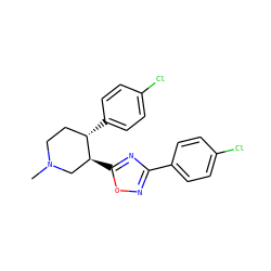 CN1CC[C@H](c2ccc(Cl)cc2)[C@@H](c2nc(-c3ccc(Cl)cc3)no2)C1 ZINC000026184393