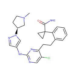 CN1CC[C@H](n2cc(Nc3ncc(Cl)c(CCc4ccccc4C4(C(N)=O)CC4)n3)cn2)C1 ZINC000211091901