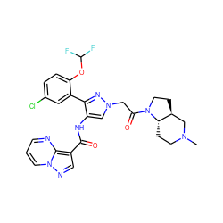 CN1CC[C@H]2[C@@H](CCN2C(=O)Cn2cc(NC(=O)c3cnn4cccnc34)c(-c3cc(Cl)ccc3OC(F)F)n2)C1 ZINC001772622914