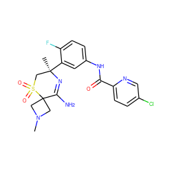 CN1CC2(C1)C(N)=N[C@](C)(c1cc(NC(=O)c3ccc(Cl)cn3)ccc1F)CS2(=O)=O ZINC000214067215