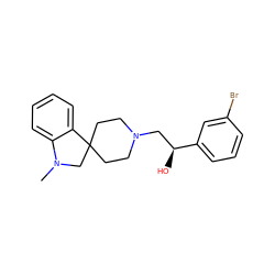 CN1CC2(CCN(C[C@H](O)c3cccc(Br)c3)CC2)c2ccccc21 ZINC000013766740